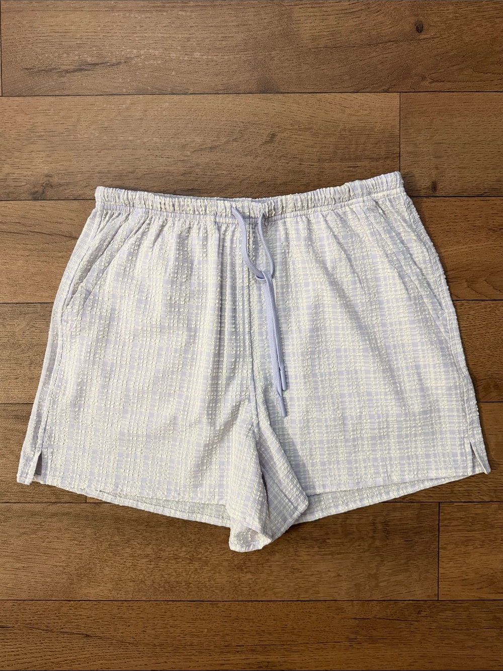 Lululemon Size XS Seersucker Check Pull-On Short 3" Butter Cream Lavender Dainty - Picture 3 of 14